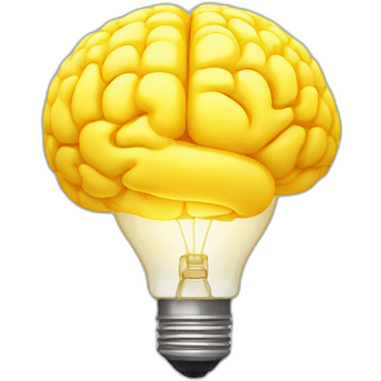 yellow brain with lamp shining emoji