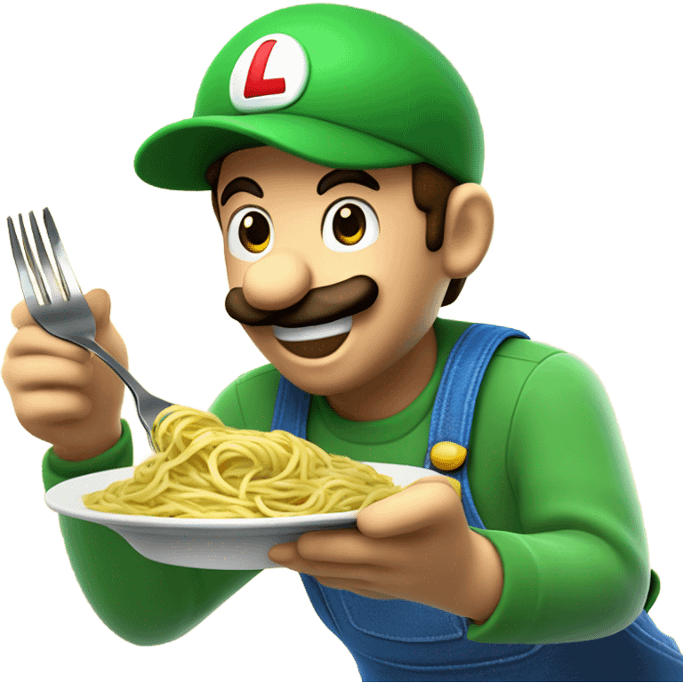 Luigi eating spaghetti  emoji