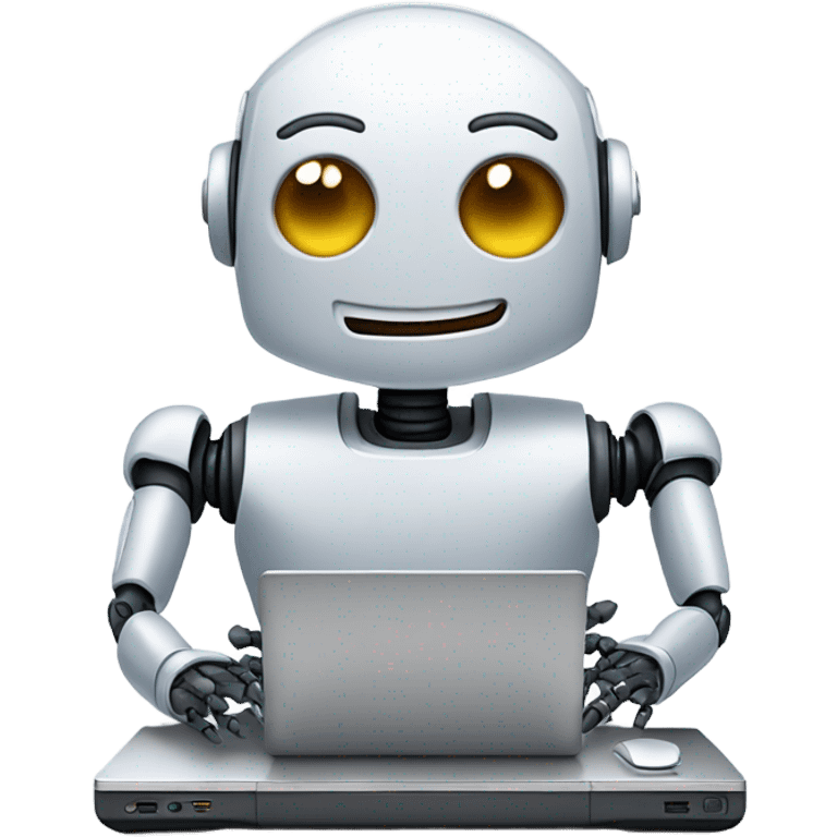 friendly happy robot on computer emoji