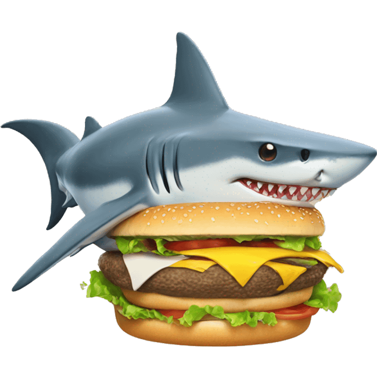 Shark eating cheeseburger emoji