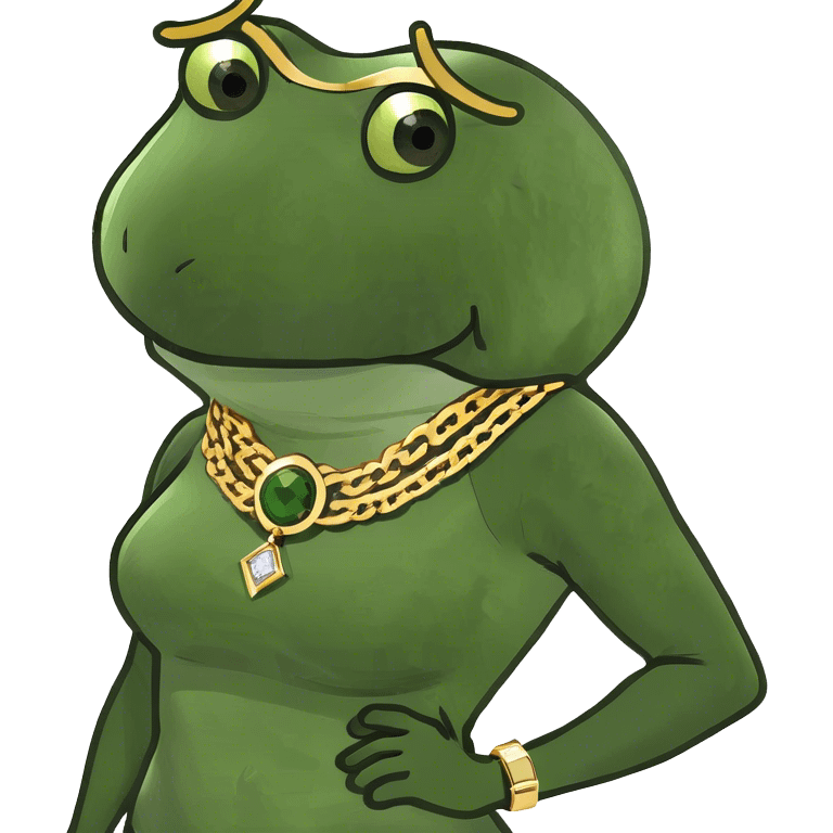 gold based swag rizz frog lady emoji