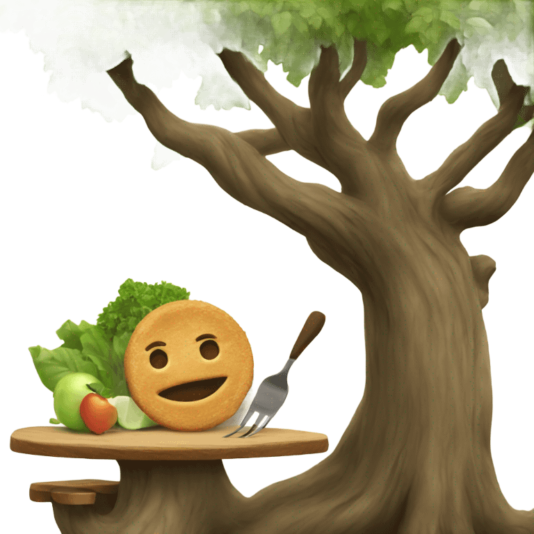 A tree eating lunch emoji