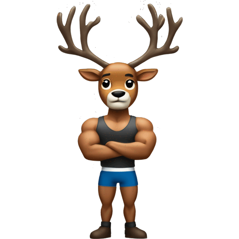 Reindeer muscular showing off biceps arms crossed masculine fierce torso and "Team Donner" on shirt emoji