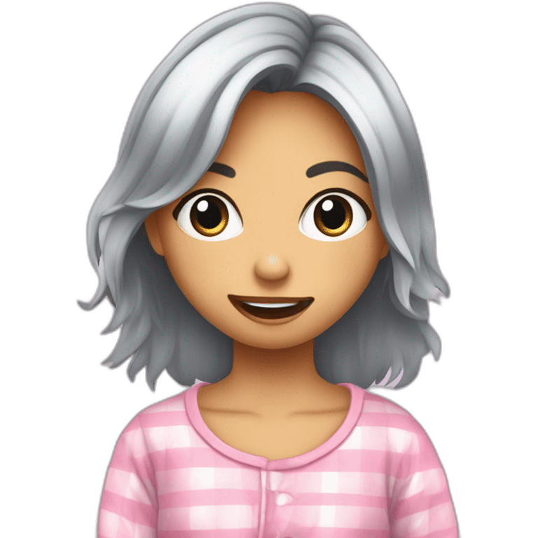 Fille qui mange de la nourriture en pyjama emoji