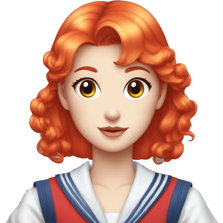 Sailor Moon with Firetruck-Red hair and blue eyes.  emoji