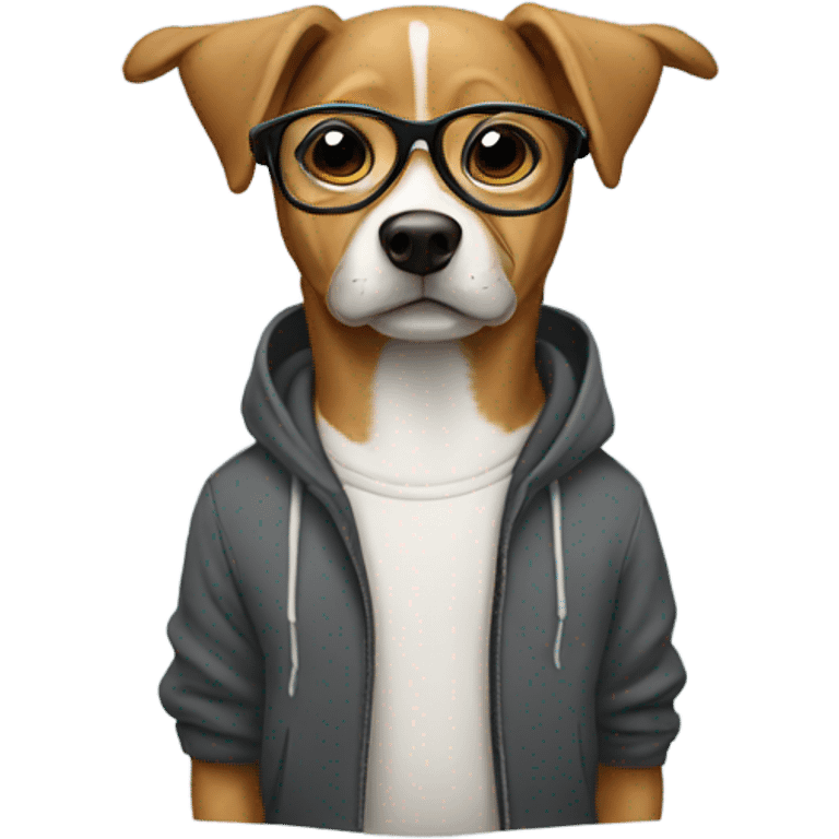 Dog with a hoodie and glasses emoji