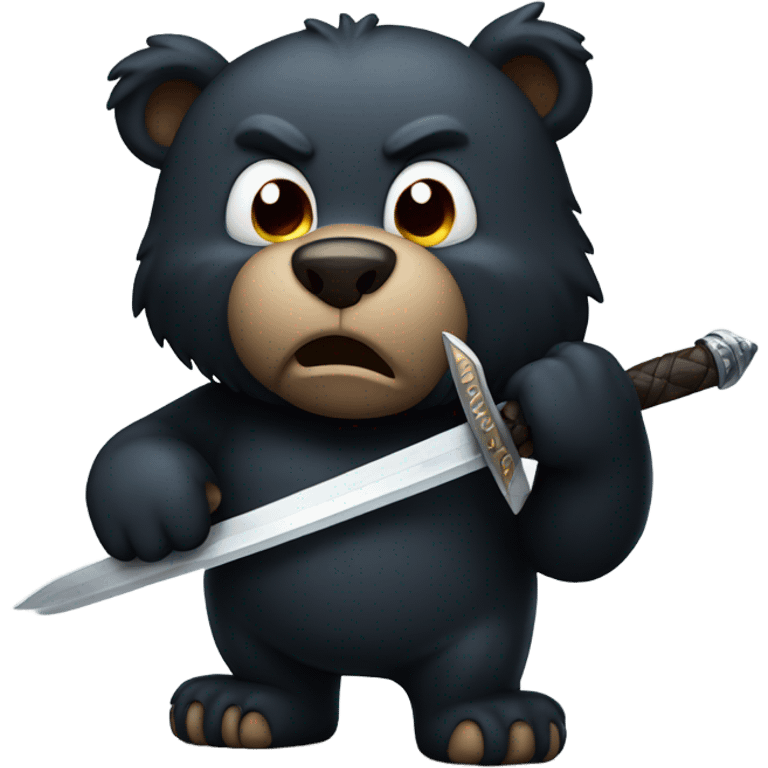 angry black bear with a sword emoji