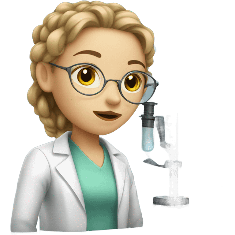 European girl in the laboratory emoji