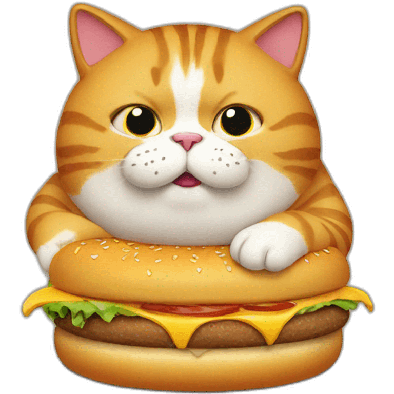 fat cat eating burger emoji