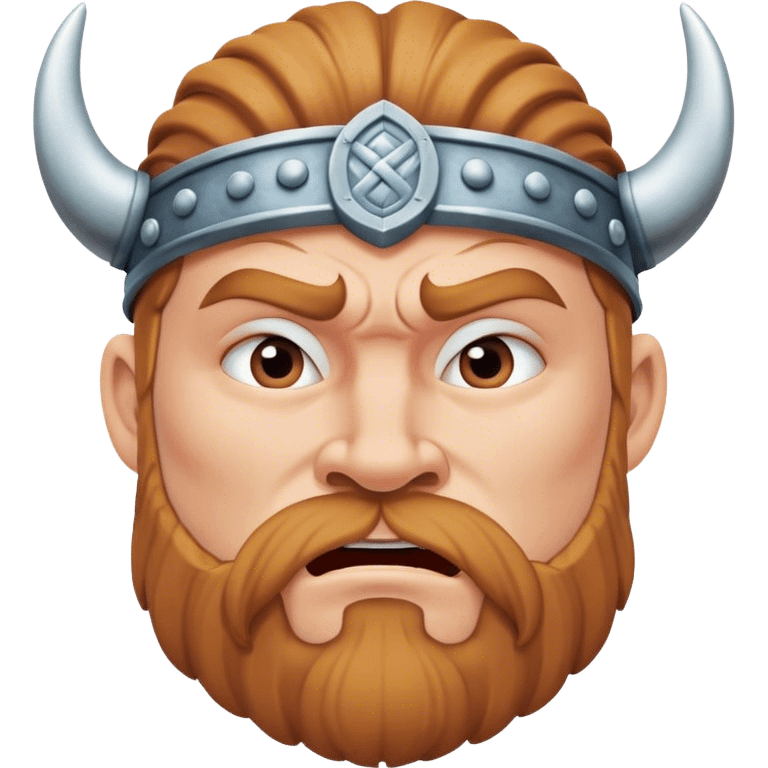 surprised viking face with furrowed brows, looking up with hand on chin. emoji