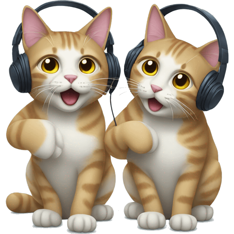 two cats listening to music emoji