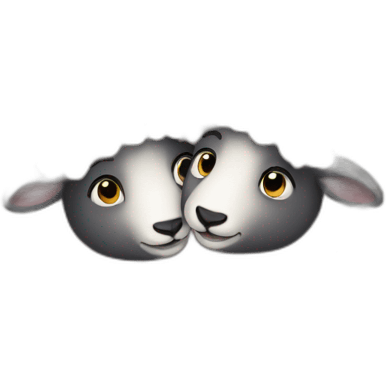 Two fluffy sheep hugging  emoji