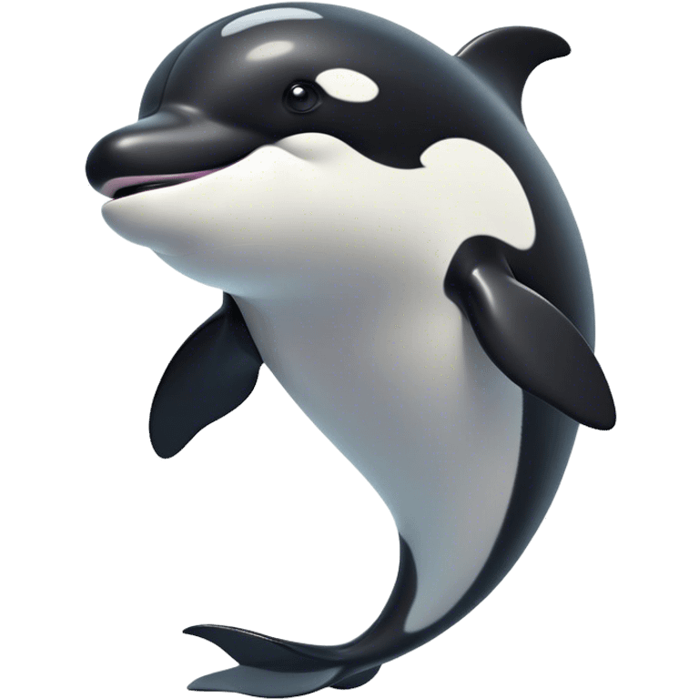 Cinematic Comical orca Portrait Emoji, Head tilted dramatically with an exaggeratedly shocked expression, featuring a sleek black-and-white body with wide, comically expressive eyes full of playful disbelief and animated flippers, Simplified yet hilariously expressive features, highly detailed, glowing with a slightly sassy oceanic glow, high shine, dramatic yet playful, stylized with an air of cheeky marine mischief, soft glowing outline, capturing the essence of a meme-worthy orca that looks ready to make waves with its hilariously dramatic antics! emoji