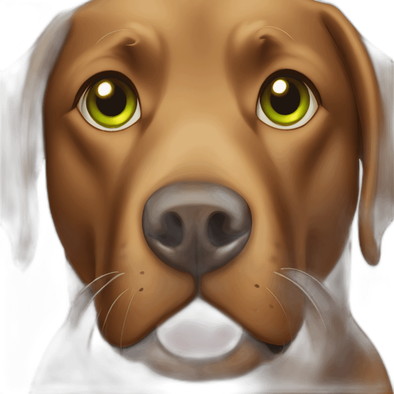 brown Labrador dog with green eyes emoji