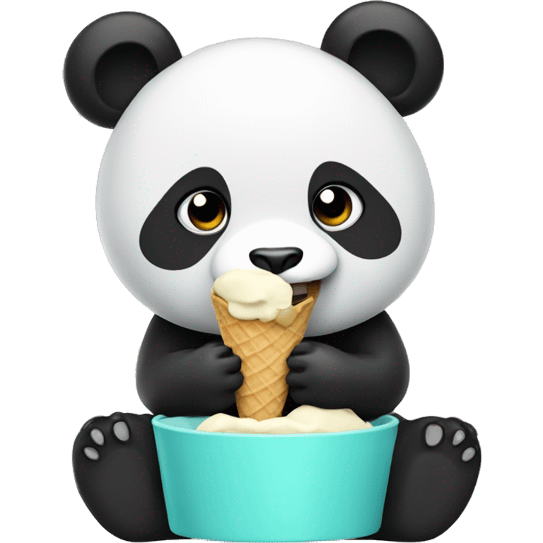 Panda eating ice cream emoji