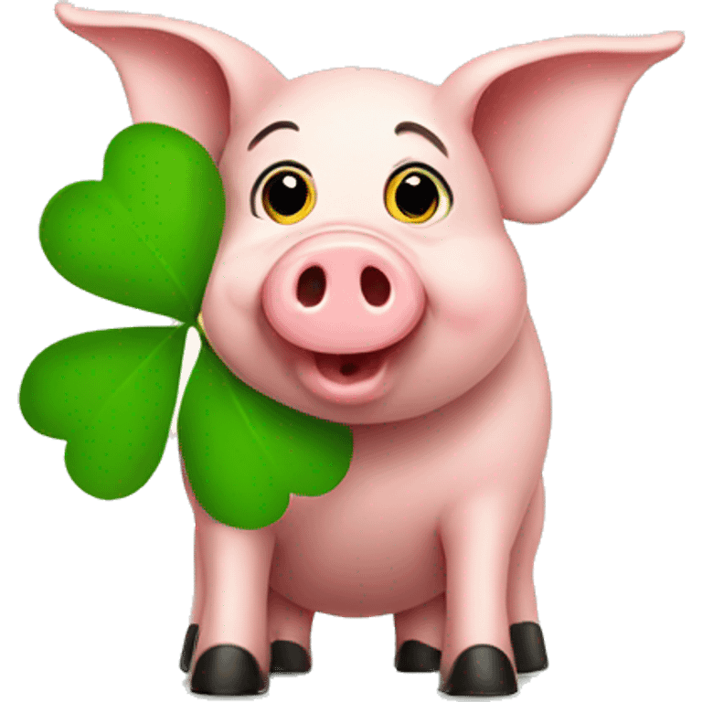 pig with four leafed clover emoji