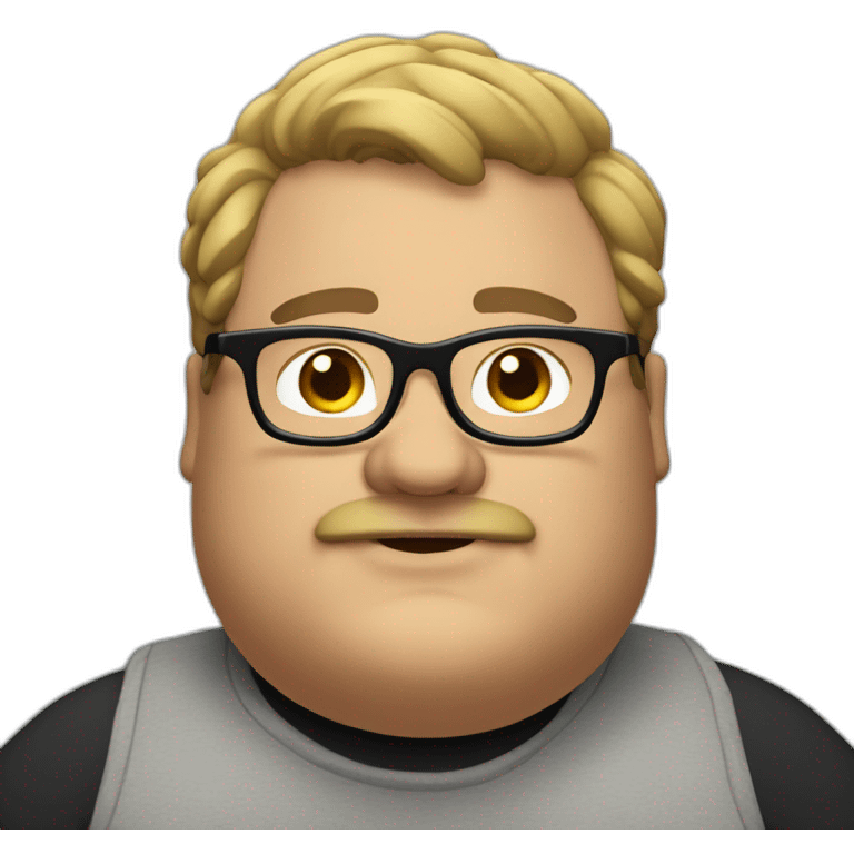 fat guy with modern clothes with black glasses emoji