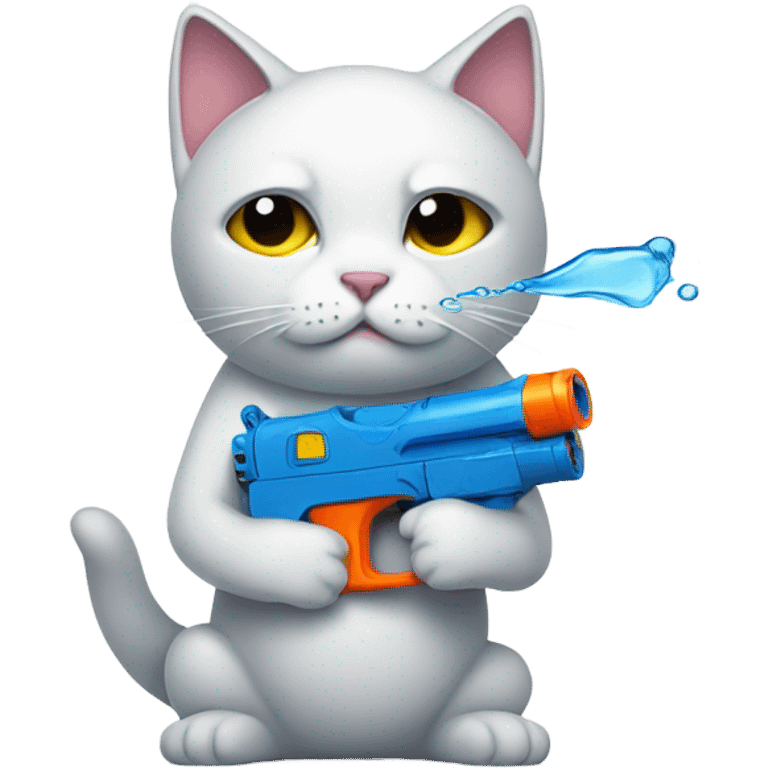 A sad cat with a water gun  emoji