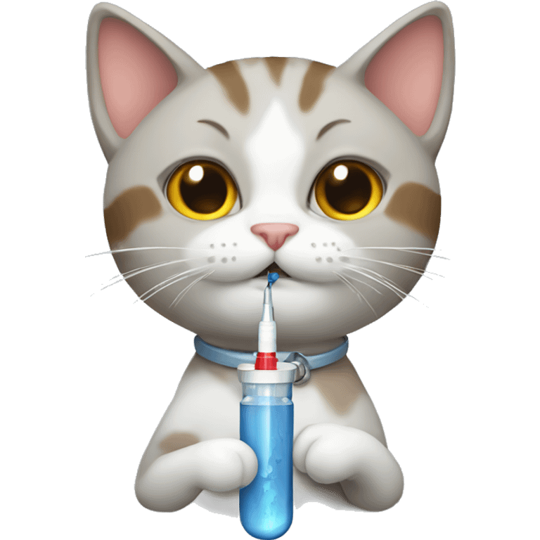 Cat holding syringe  emoji