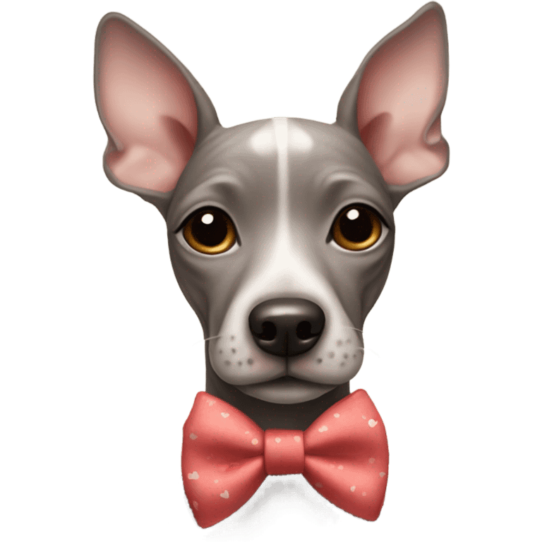 American Hairless Terrier with bow emoji