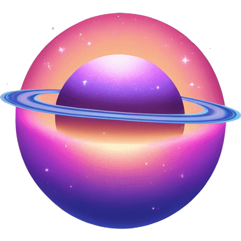 sparkly glittery blue purple and pink gradient planet with a cheesy saturn ring emoji