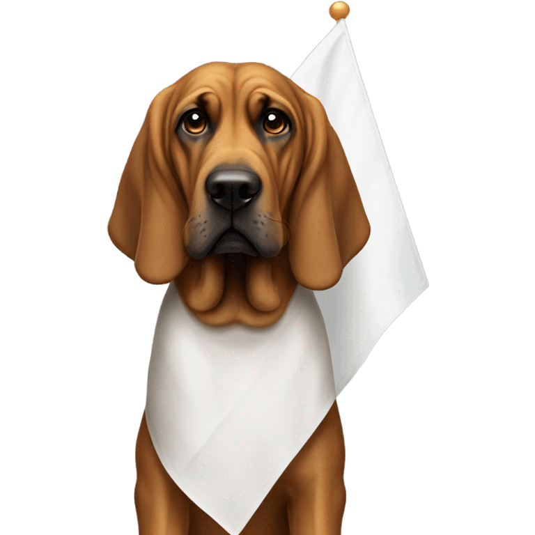 Bloodhound dog with a white flag. emoji