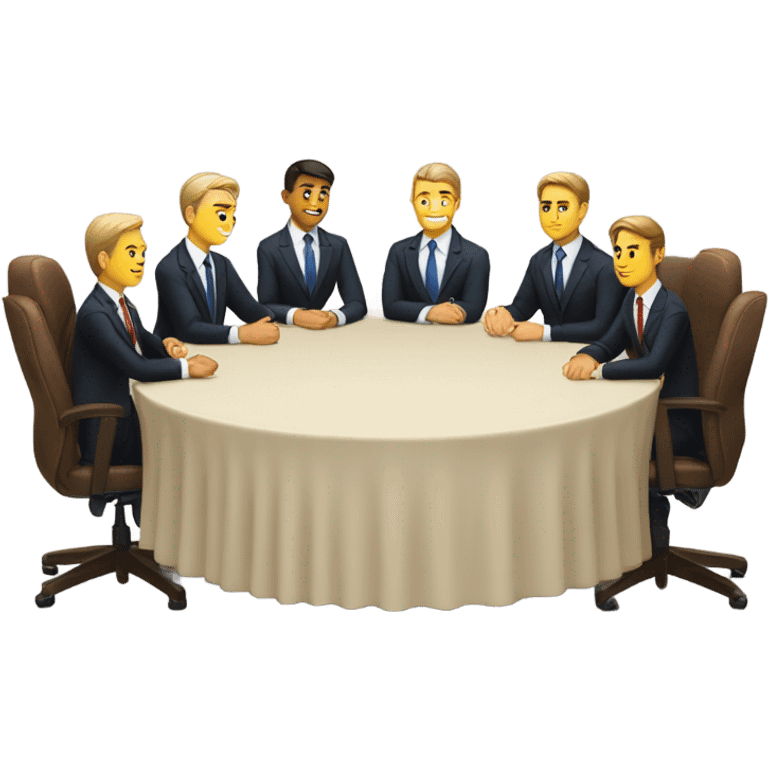 6 Caucasian men in suits sitting at a round table emoji