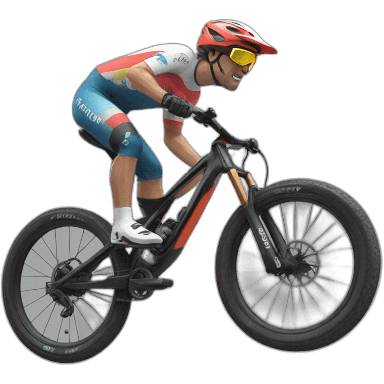 Fabio Widmer on a downhill bike emoji