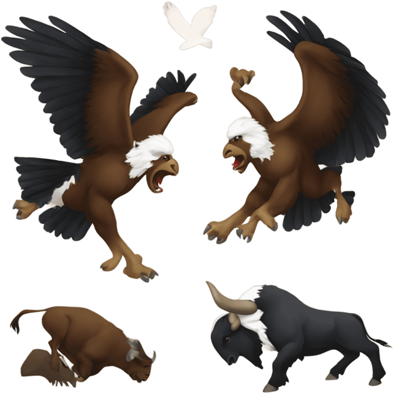 Buffalo beating an eagle in a eace emoji