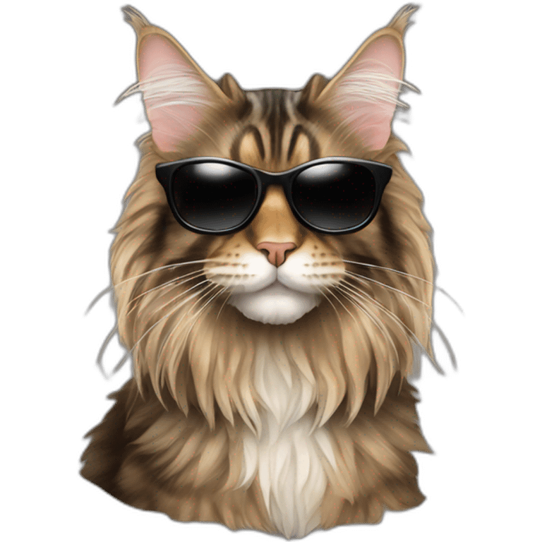 Tabby maine coon with sunglasses emoji