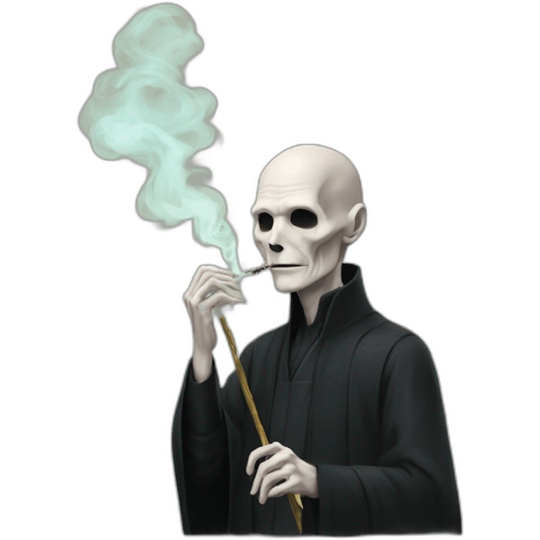 Lord Voldemort smoking herbs with his wand emoji