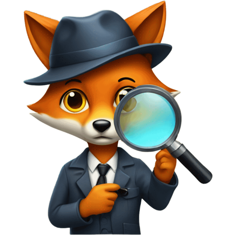 fox detective with a magnifying glass emoji