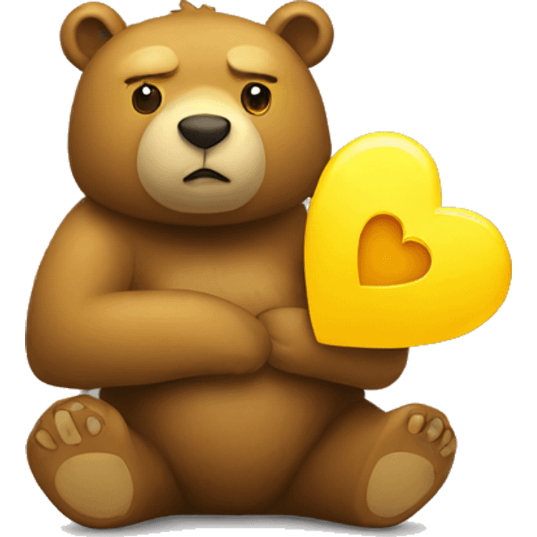 a bear holding a yellow hearth emoji