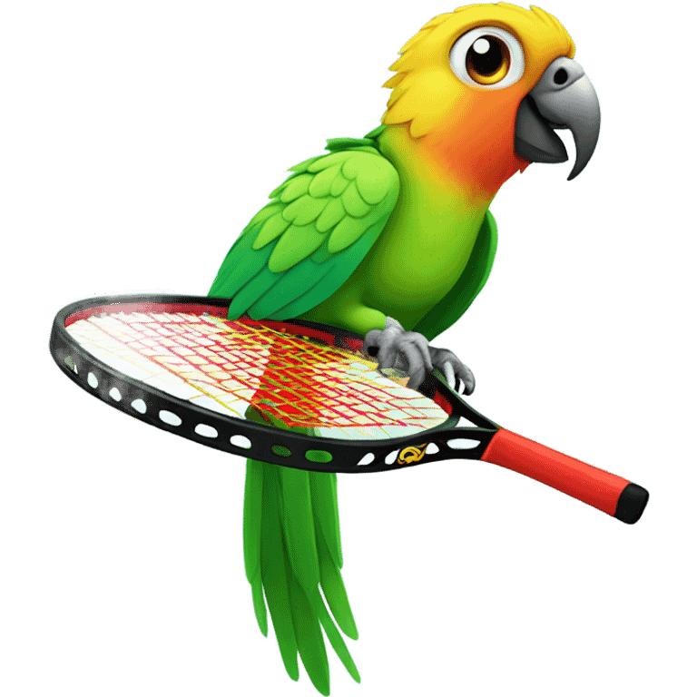 gerren parrot on a tennis racket emoji