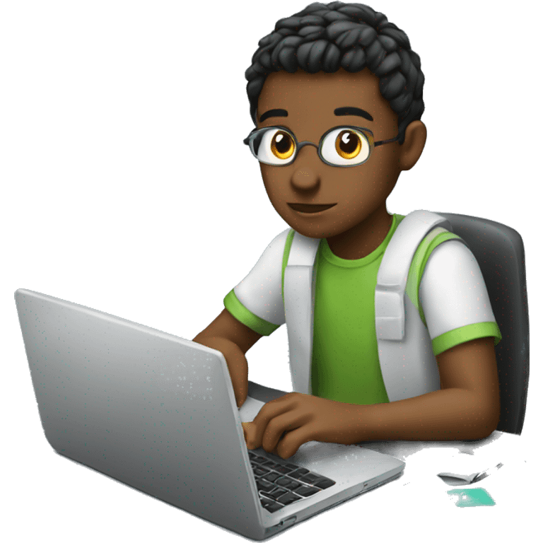 boy coding in laptop emoji