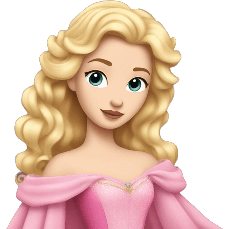 Princess Aurora Sleeping Beauty Blonde curls and Pink ballgown emoji