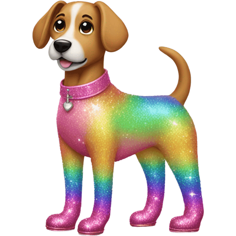 Pink sparkly dog with rainbow boots  emoji