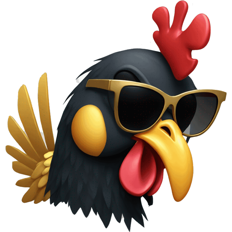 Black hiphop rooster with sunglasses and golden teeth emoji