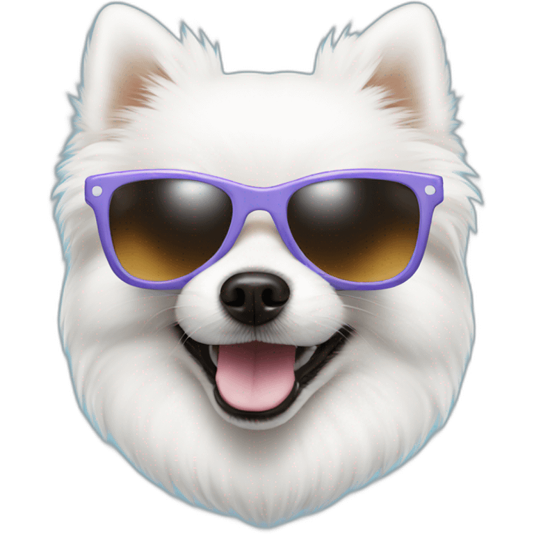 White Pomeranian with sunglasses emoji