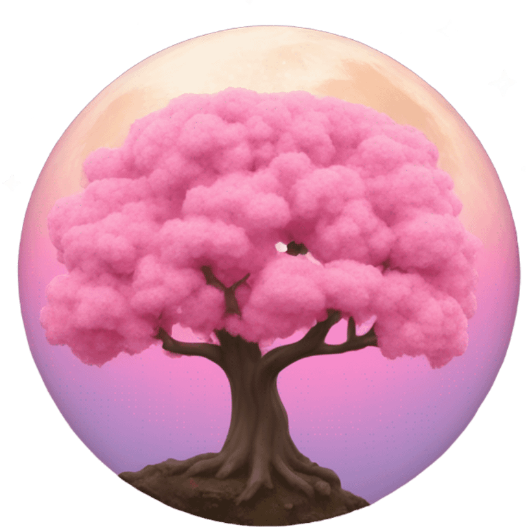 Pink tree with a huge moon behind it  emoji