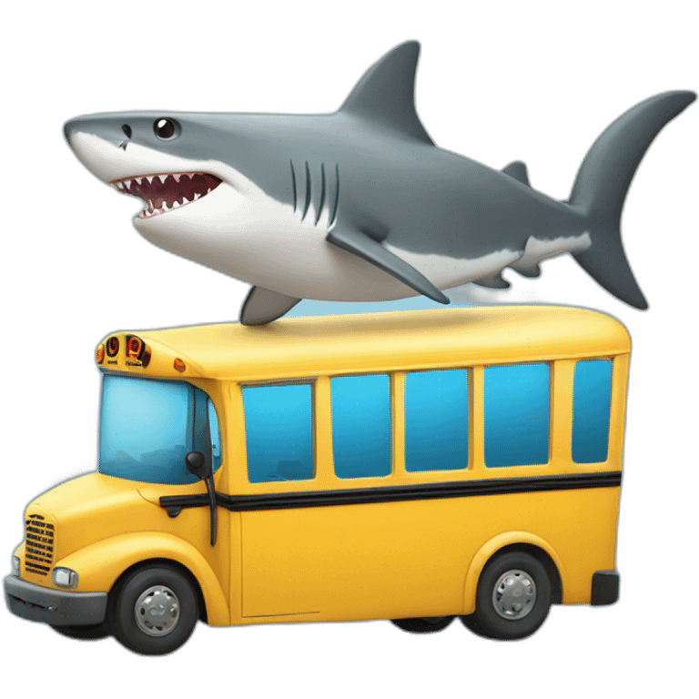 shark driving a school bus emoji