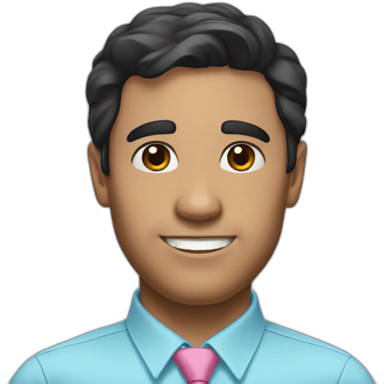 a Brazilian man with short black hair wearing a light blue shirt and a pink tie  emoji