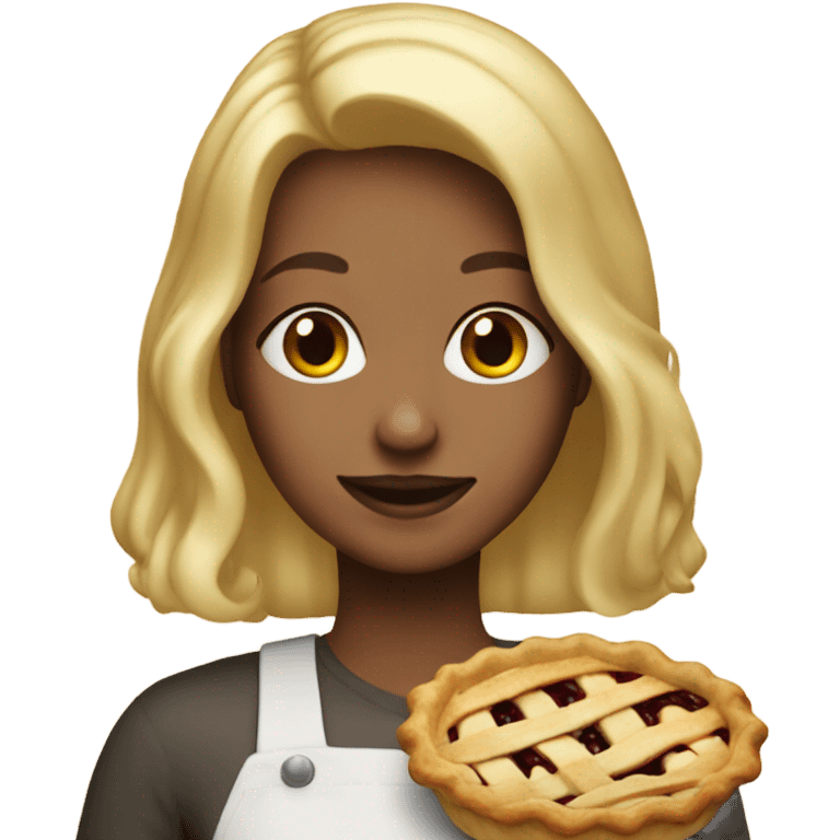 Blonde girl with pie emoji