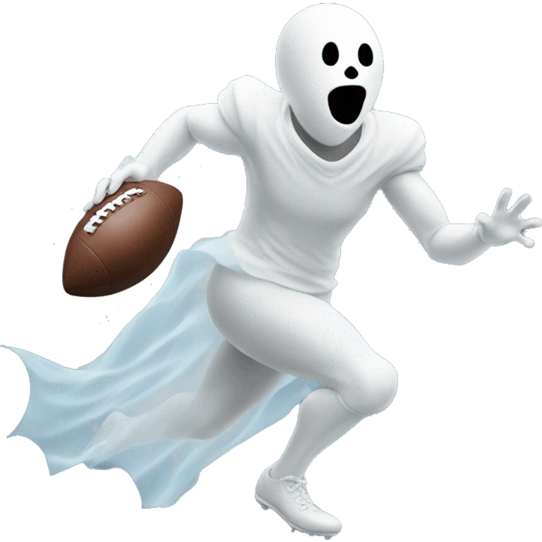 Ghost emoji catching a football emoji