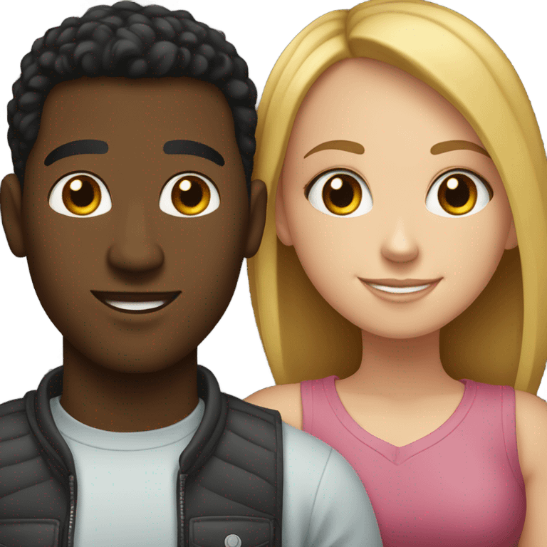 White girlie with black guy emoji