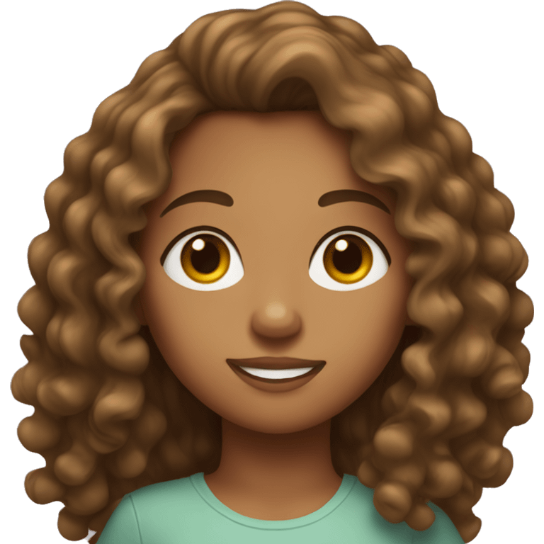 Tan skin girl with long brown curly hair emoji