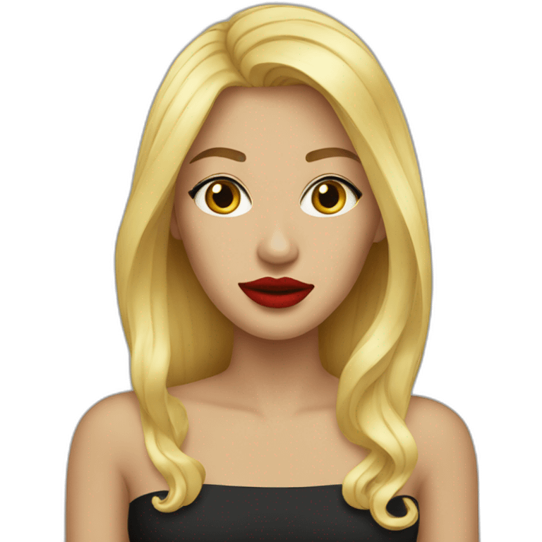 blonde woman whit red lips emoji