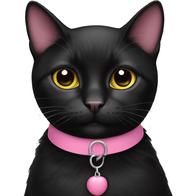 Black cat with pink collar emoji