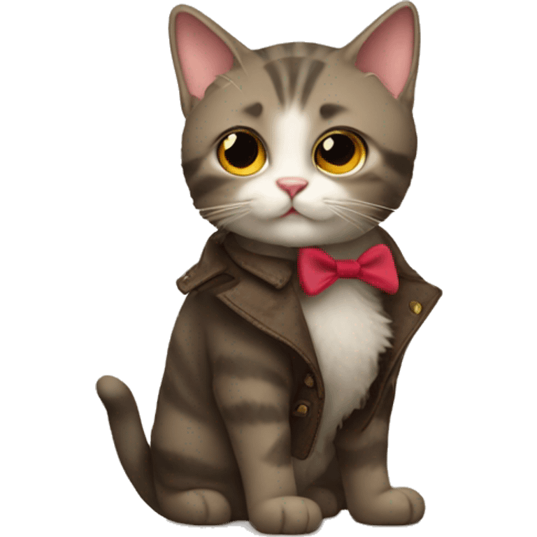 Cat wearing boots and a bow emoji