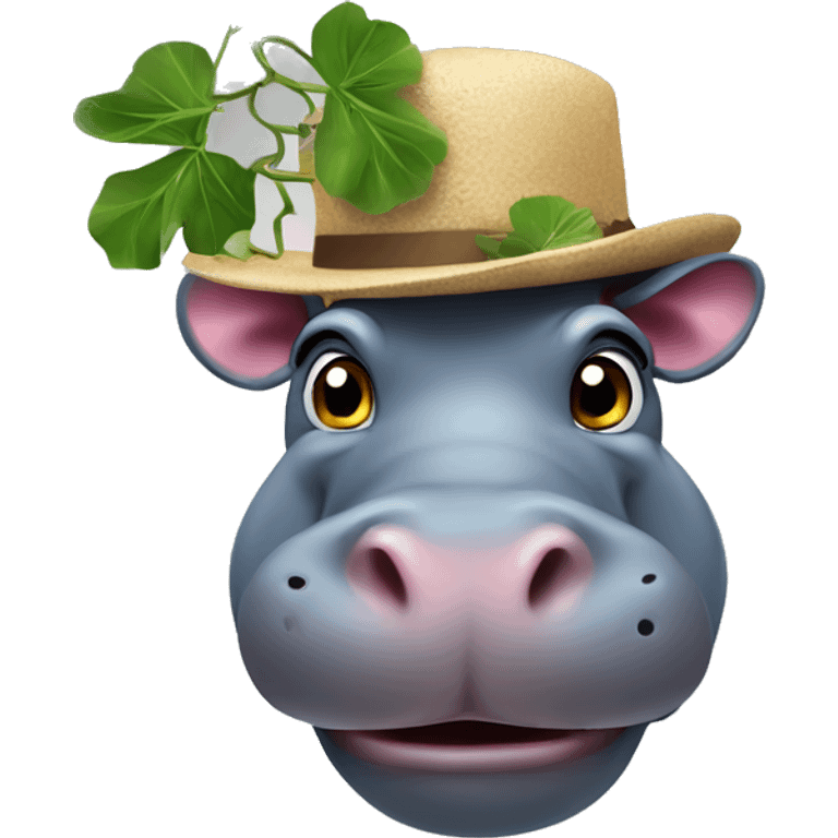 A hippopotamus with vine and a hat emoji